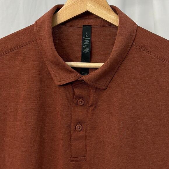 Lululemon Shirt Mens Large Evolution Polo Ancient Copper Performance Stretch - Picture 3 of 7